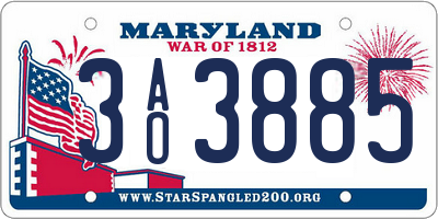 MD license plate 3AO3885