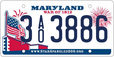 MD license plate 3AO3886