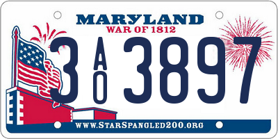 MD license plate 3AO3897