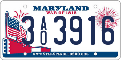 MD license plate 3AO3916