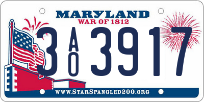 MD license plate 3AO3917