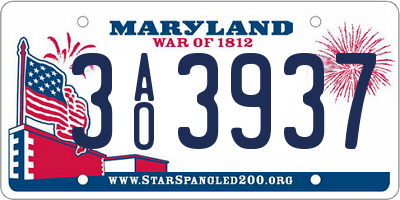 MD license plate 3AO3937