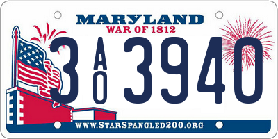 MD license plate 3AO3940