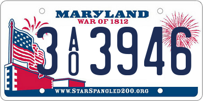 MD license plate 3AO3946