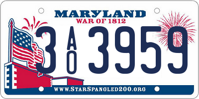 MD license plate 3AO3959