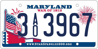 MD license plate 3AO3967