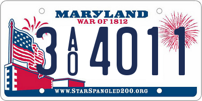 MD license plate 3AO4011