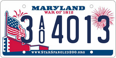 MD license plate 3AO4013