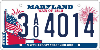 MD license plate 3AO4014