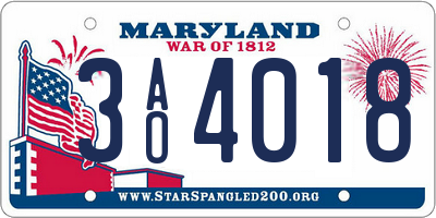 MD license plate 3AO4018