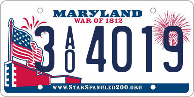 MD license plate 3AO4019