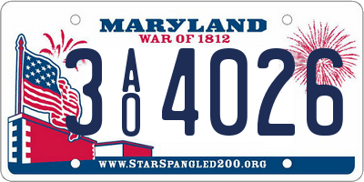 MD license plate 3AO4026