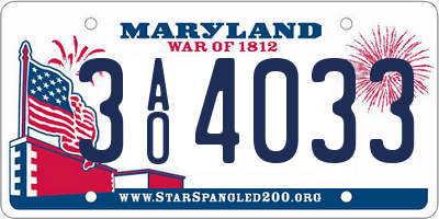MD license plate 3AO4033