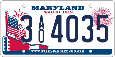 MD license plate 3AO4035