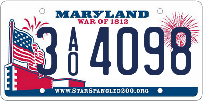 MD license plate 3AO4098