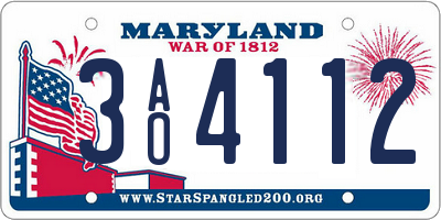 MD license plate 3AO4112