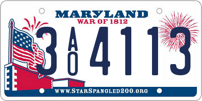 MD license plate 3AO4113