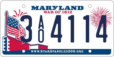 MD license plate 3AO4114