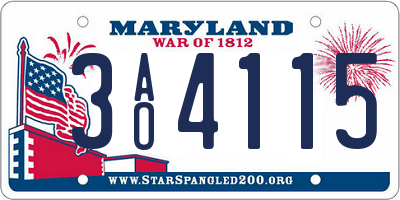 MD license plate 3AO4115