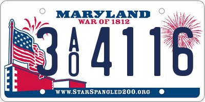 MD license plate 3AO4116