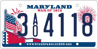 MD license plate 3AO4118