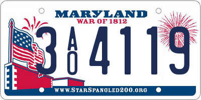 MD license plate 3AO4119