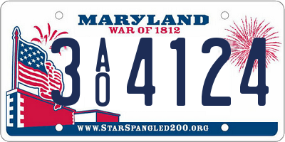MD license plate 3AO4124