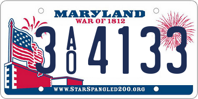 MD license plate 3AO4133