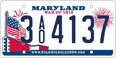 MD license plate 3AO4137