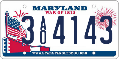 MD license plate 3AO4143