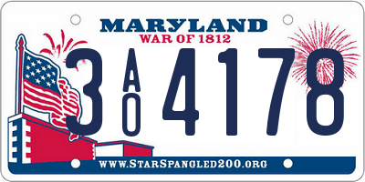 MD license plate 3AO4178