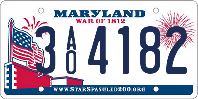 MD license plate 3AO4182