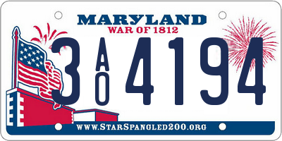 MD license plate 3AO4194