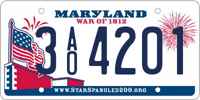 MD license plate 3AO4201