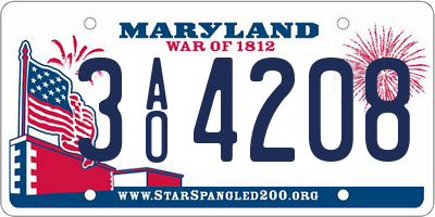 MD license plate 3AO4208