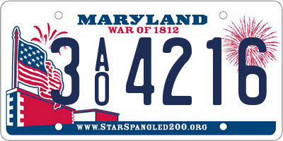 MD license plate 3AO4216