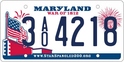 MD license plate 3AO4218