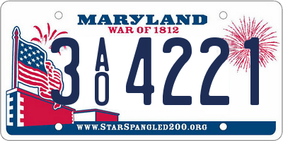 MD license plate 3AO4221