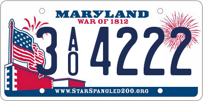 MD license plate 3AO4222