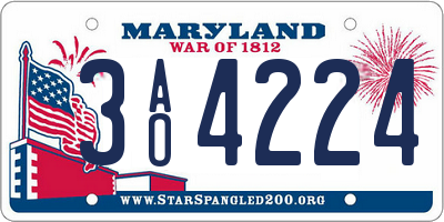 MD license plate 3AO4224