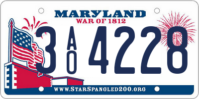 MD license plate 3AO4228