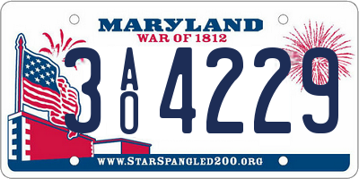 MD license plate 3AO4229