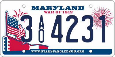 MD license plate 3AO4231
