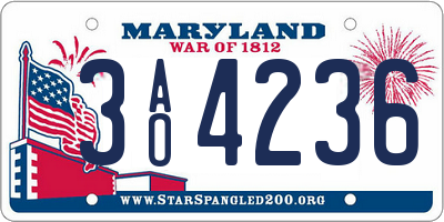 MD license plate 3AO4236