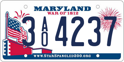 MD license plate 3AO4237