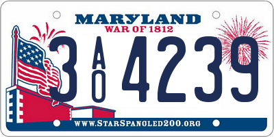 MD license plate 3AO4239