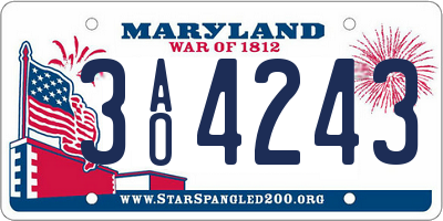 MD license plate 3AO4243