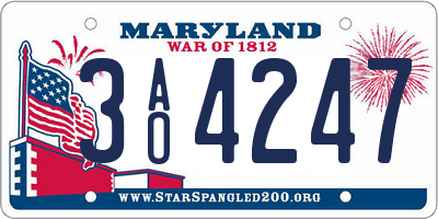 MD license plate 3AO4247