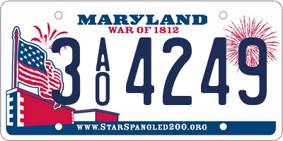 MD license plate 3AO4249