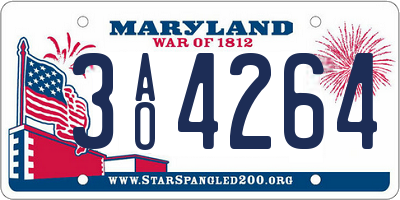 MD license plate 3AO4264